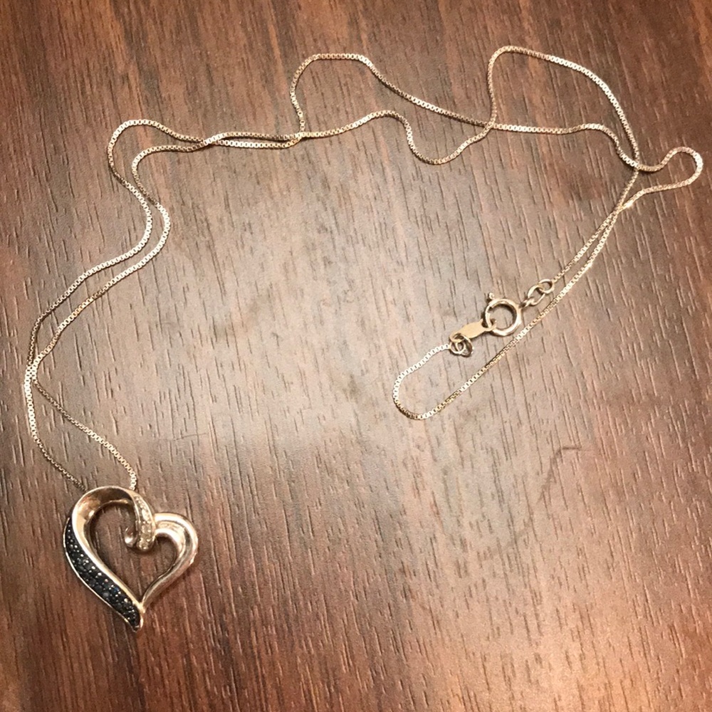 Blue and silver heart necklace